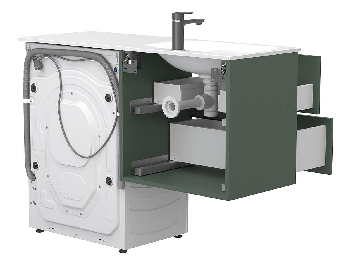 Тумба подвесная LUMO Лес зелёный с умывальником JESSEL 1200 L