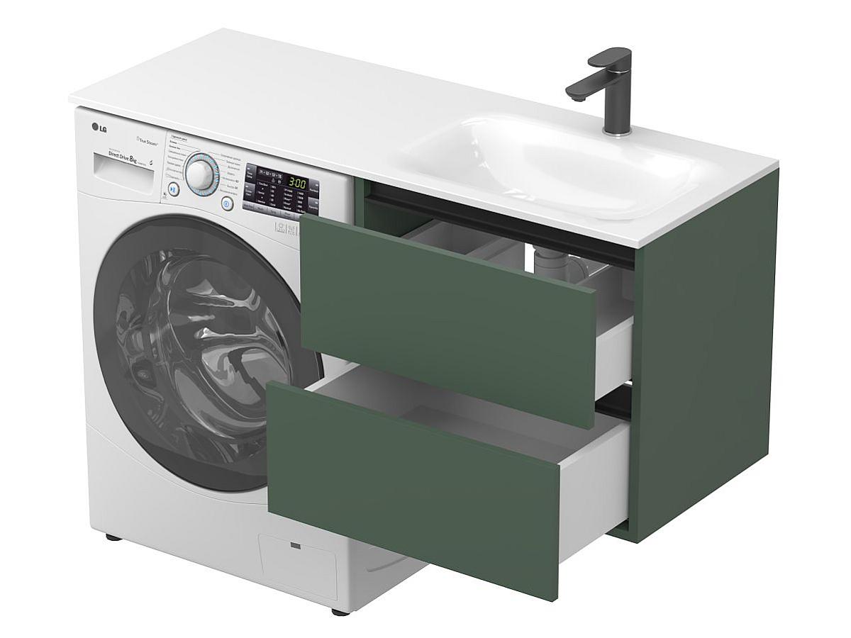 Тумба подвесная LUMO Лес зелёный с умывальником JESSEL 1200 R