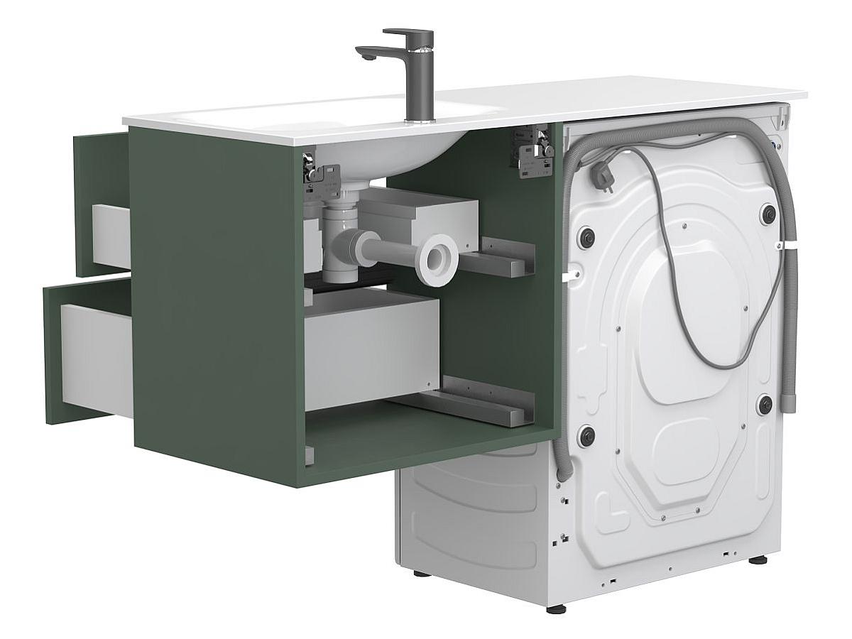 Тумба подвесная LUMO Лес зелёный с умывальником JESSEL 1200 R