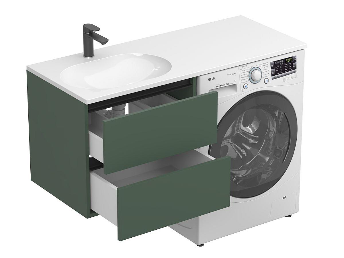 Тумба подвесная LUMO Лес зелёный с умывальником LAKE 1250 L