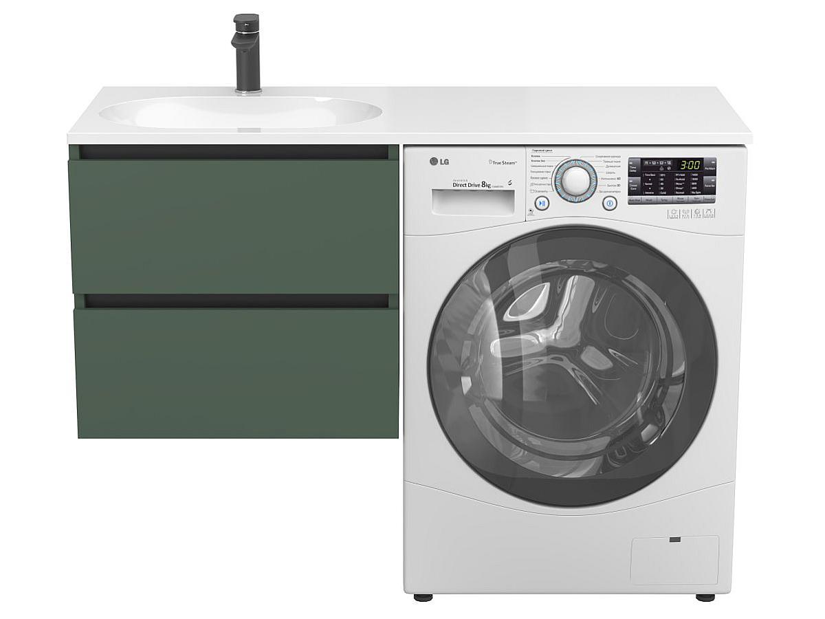 Тумба подвесная LUMO Лес зелёный с умывальником LAKE 1250 L