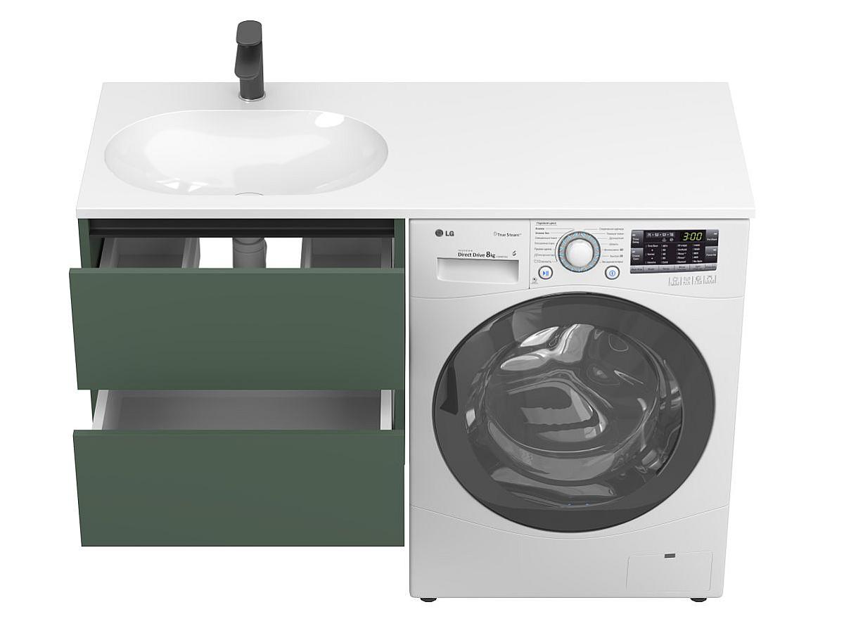 Тумба подвесная LUMO Лес зелёный с умывальником LAKE 1250 L