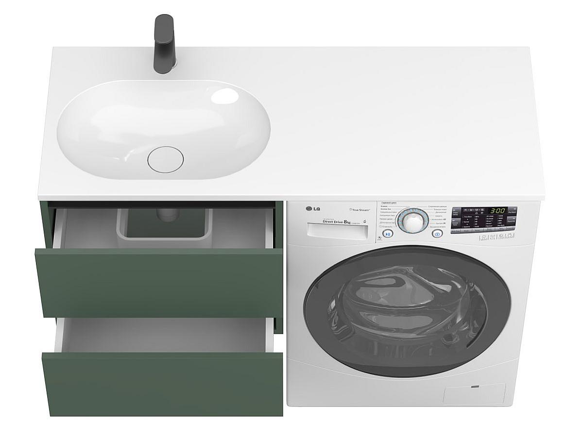 Тумба подвесная LUMO Лес зелёный с умывальником LAKE 1250 L