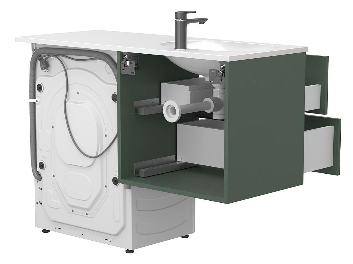 Тумба подвесная LUMO Лес зелёный с умывальником LAKE 1250 L