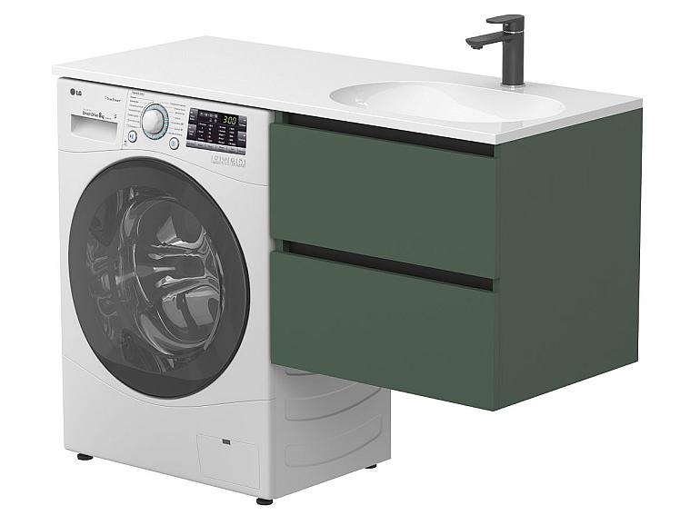 Тумба підвісна LUMO Ліс зелений з умивальником LAKE 1250 R