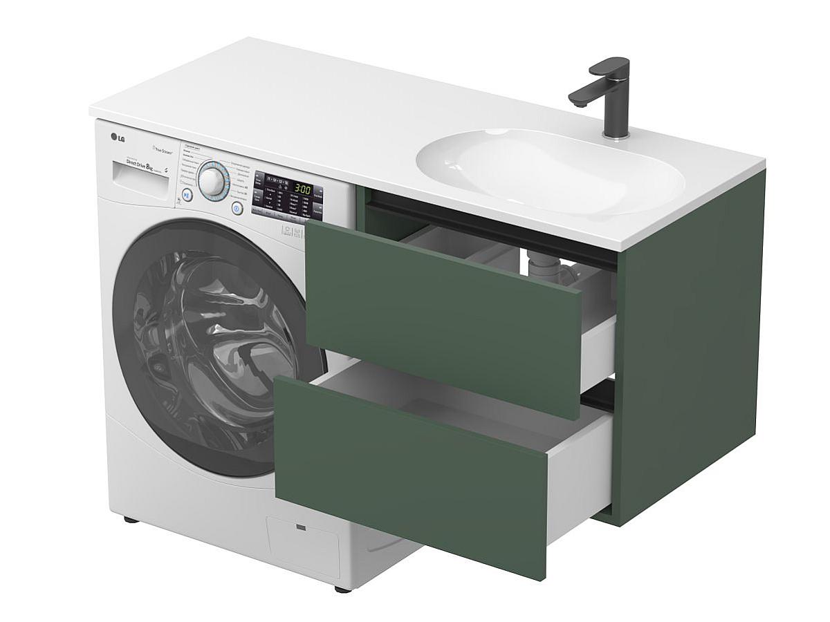 Тумба подвесная LUMO Лес зелёный с умывальником LAKE 1250 R