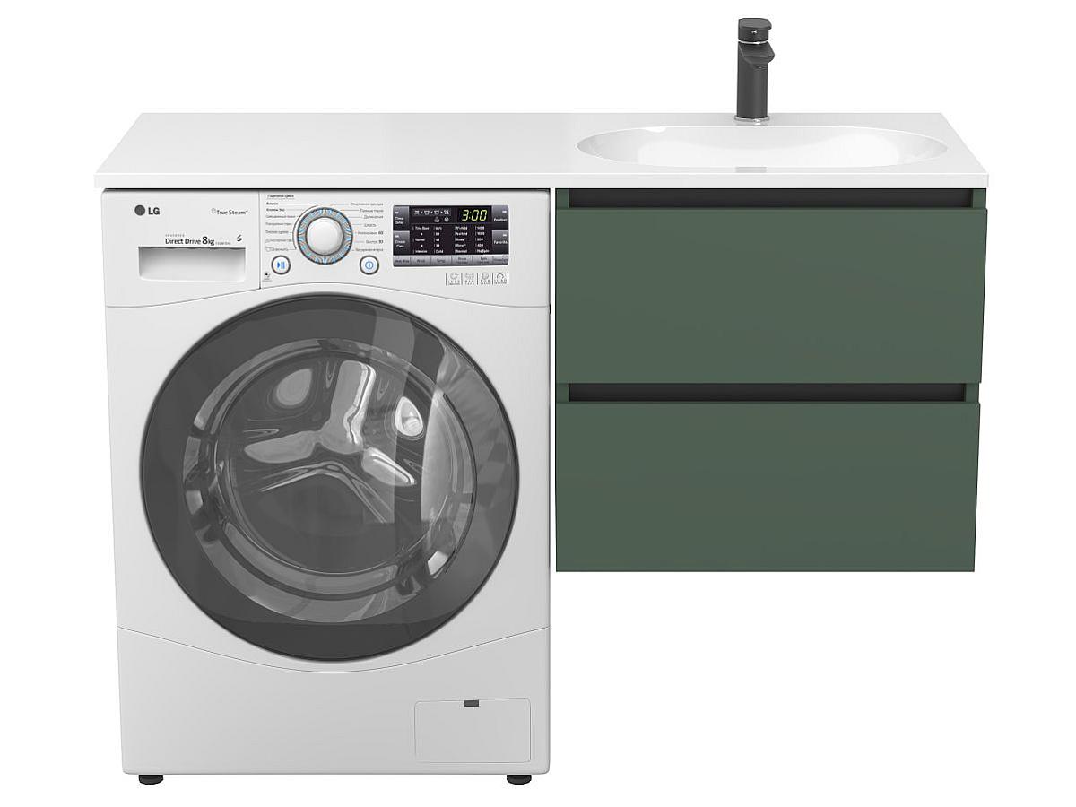 Тумба подвесная LUMO Лес зелёный с умывальником LAKE 1250 R