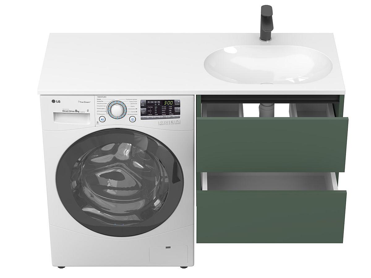 Тумба подвесная LUMO Лес зелёный с умывальником LAKE 1250 R