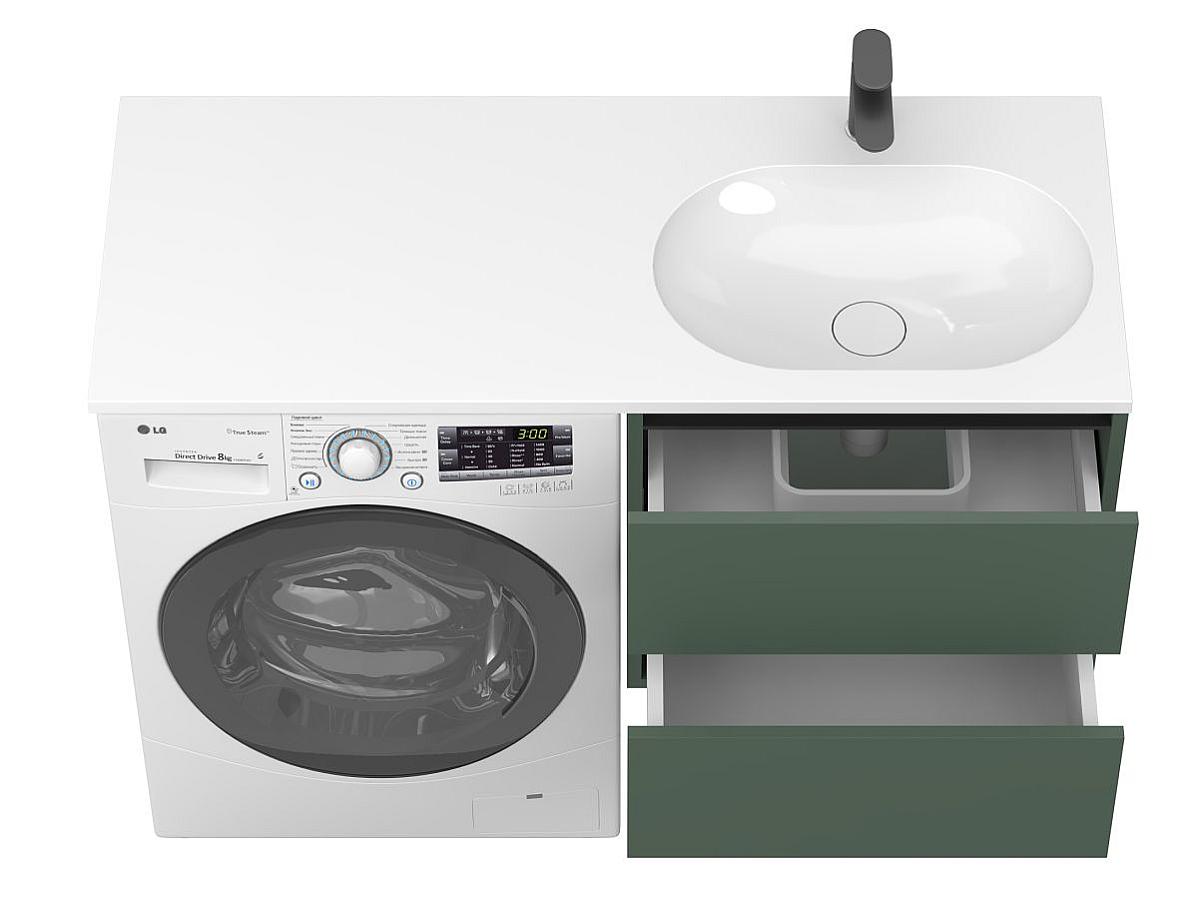 Тумба подвесная LUMO Лес зелёный с умывальником LAKE 1250 R