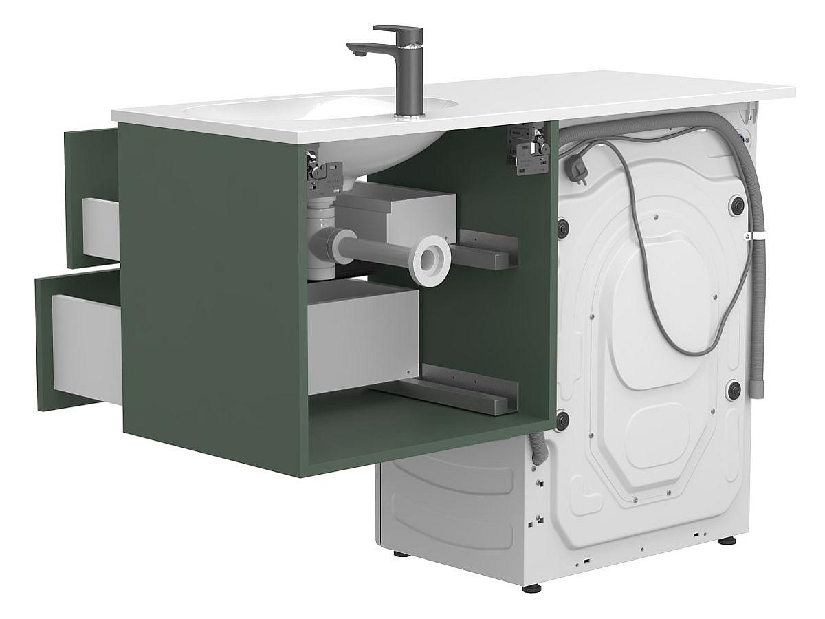 Тумба подвесная LUMO Лес зелёный с умывальником LAKE 1250 R