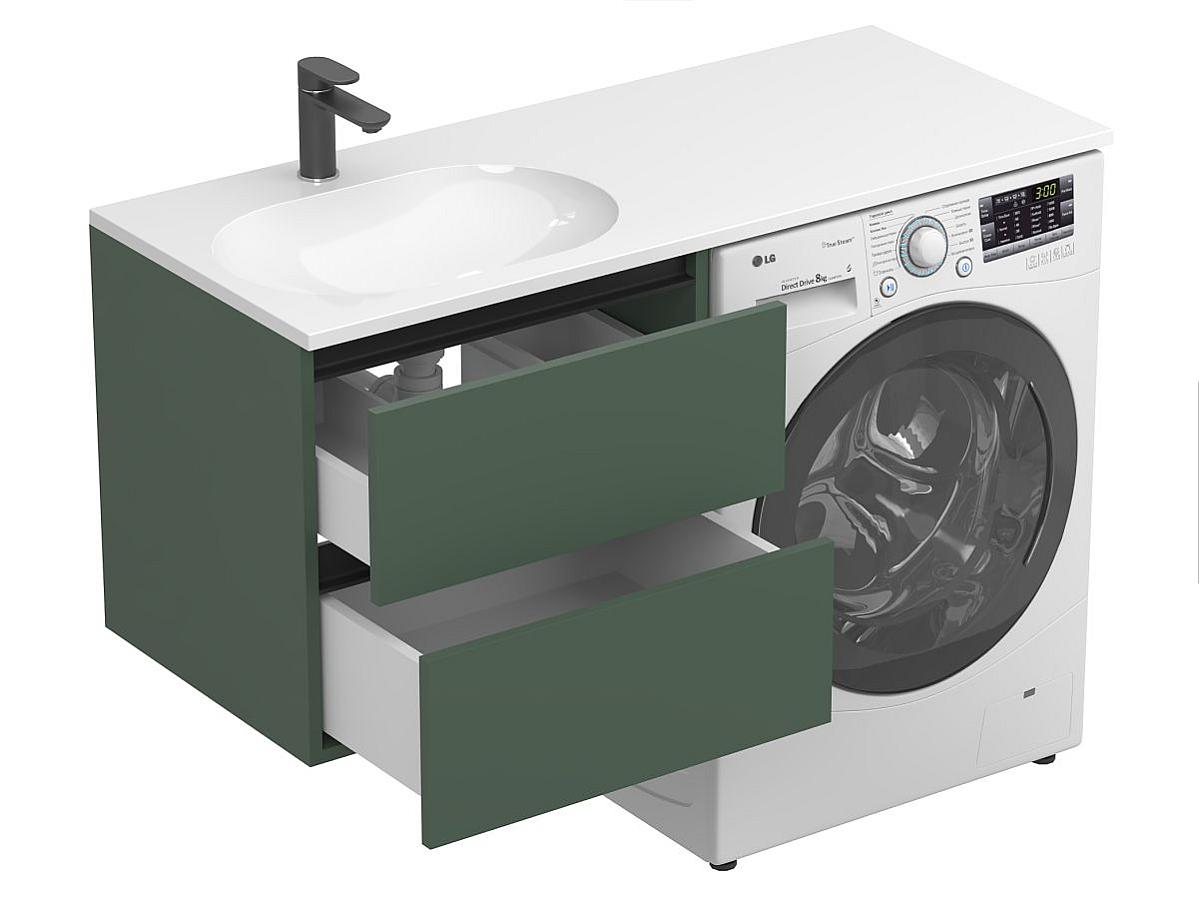 Тумба подвесная LUMO Лес зелёный с умывальником NEW YORK 1200 L