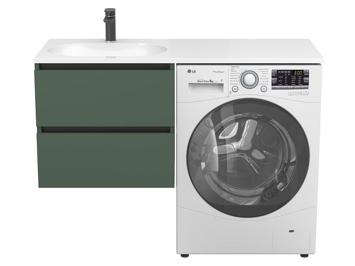 Тумба подвесная LUMO Лес зелёный с умывальником NEW YORK 1200 L