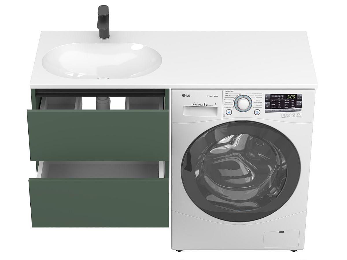 Тумба подвесная LUMO Лес зелёный с умывальником NEW YORK 1200 L