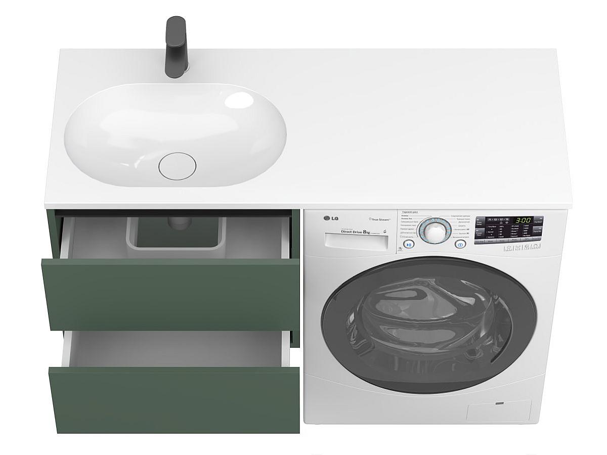 Тумба подвесная LUMO Лес зелёный с умывальником NEW YORK 1200 L