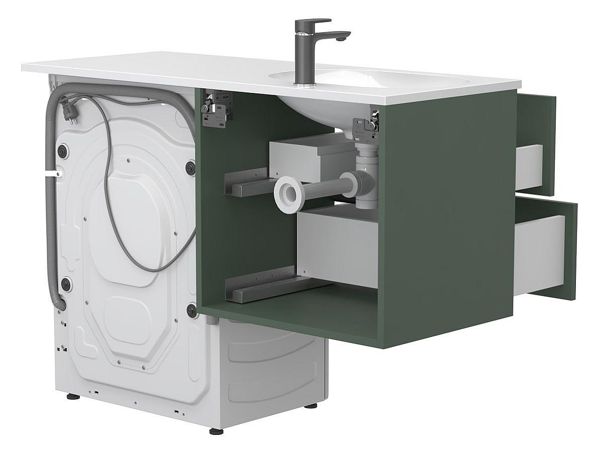 Тумба подвесная LUMO Лес зелёный с умывальником NEW YORK 1200 L