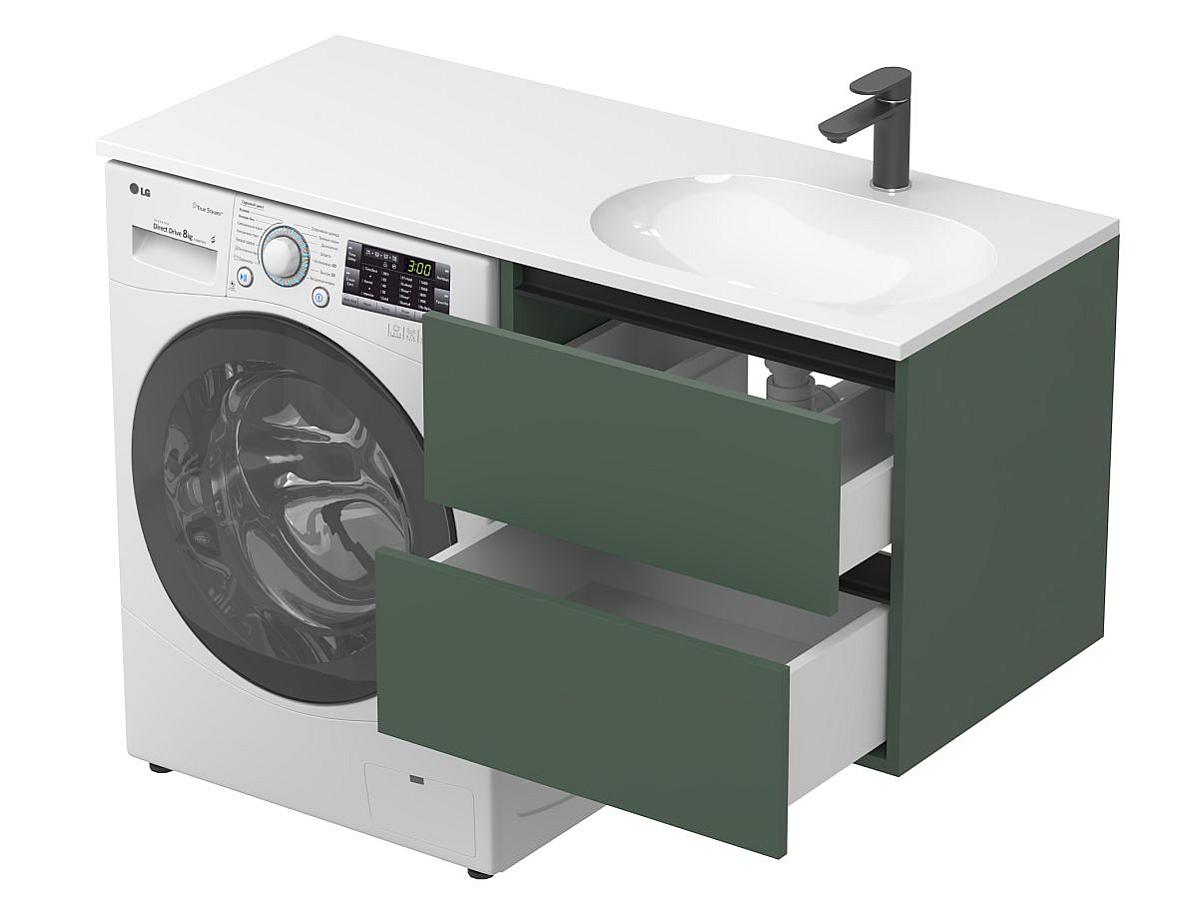 Тумба подвесная LUMO Лес зелёный с умывальником NEW YORK 1200 R