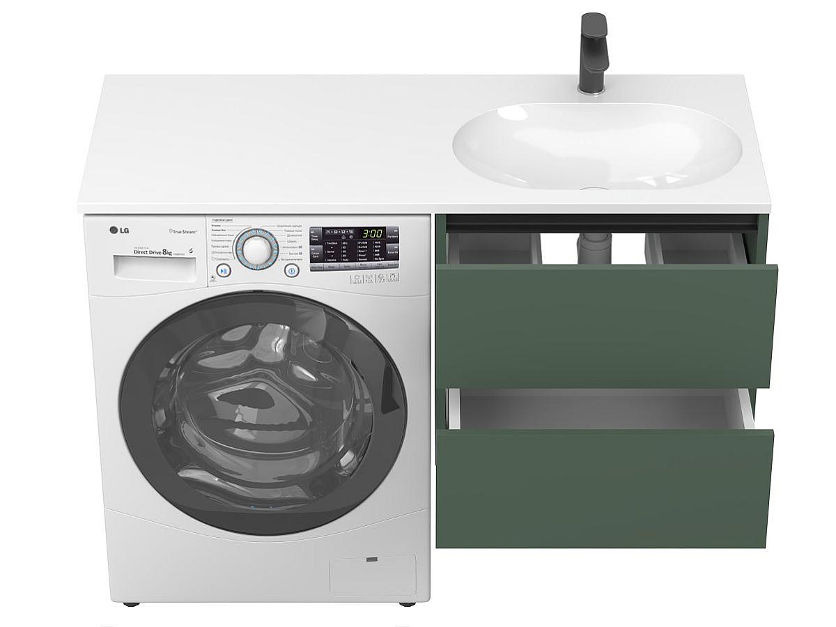 Тумба подвесная LUMO Лес зелёный с умывальником NEW YORK 1200 R