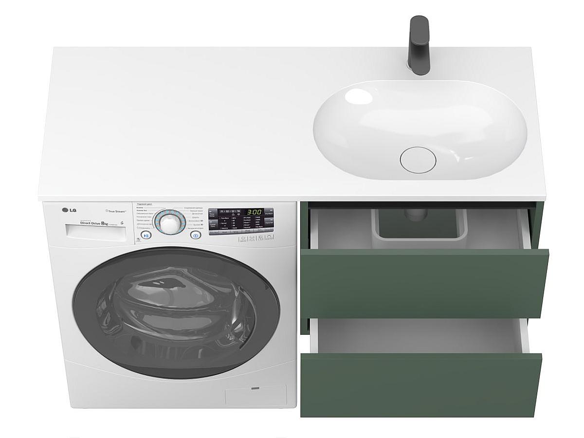 Тумба подвесная LUMO Лес зелёный с умывальником NEW YORK 1200 R