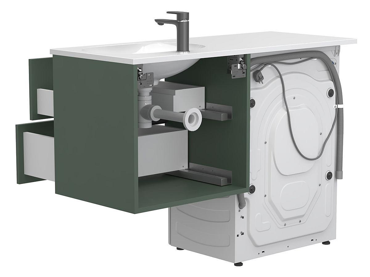 Тумба подвесная LUMO Лес зелёный с умывальником NEW YORK 1200 R