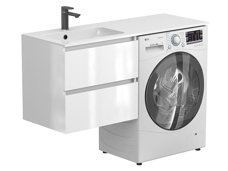 Тумба підвісна LUMO Біла глянцева з умивальником DELLA 1200 L