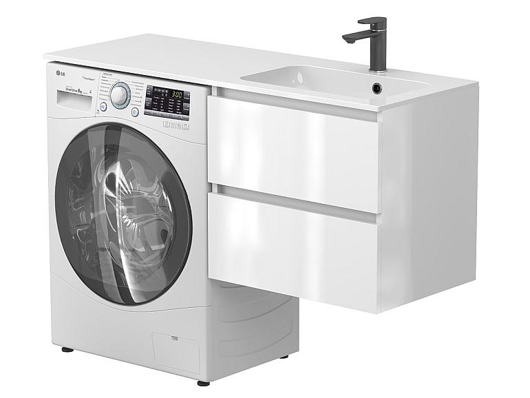 Тумба підвісна LUMO Біла глянцева з умивальником DELLA 1200 R