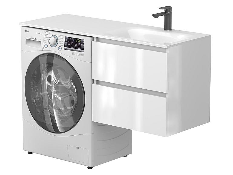 Тумба підвісна LUMO Біла глянцева з умивальником JESSEL 1200 R