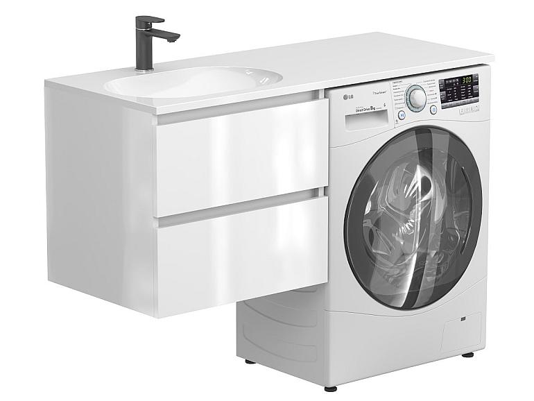 Тумба підвісна LUMO Біла глянцева з умивальником NEW YORK 1200 L