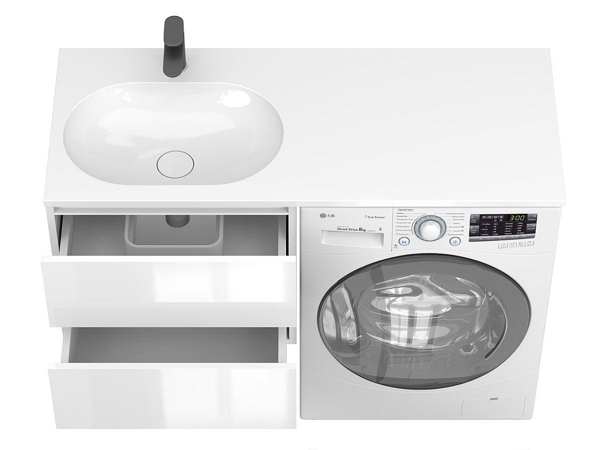 Тумба подвесная LUMO Белая глянцевая с умывальником NEW YORK 1200 L