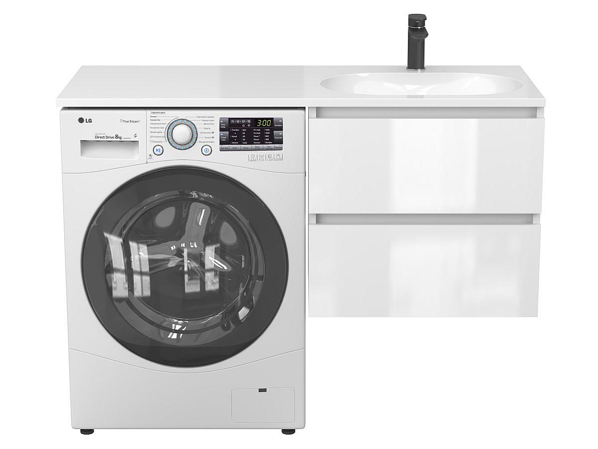 Тумба подвесная LUMO Белая глянцевая с умывальником NEW YORK 1200 R