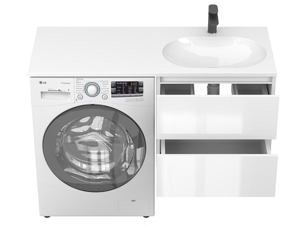 Тумба подвесная LUMO Белая глянцевая с умывальником NEW YORK 1200 R