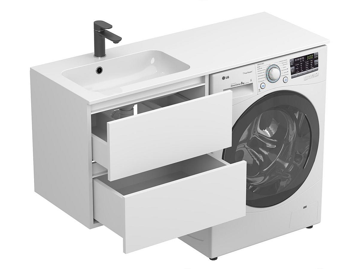 Тумба підвісна LUMO Біла матова з умивальником DELLA 1200 L