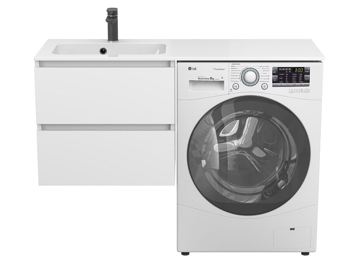 Тумба підвісна LUMO Біла матова з умивальником DELLA 1200 L