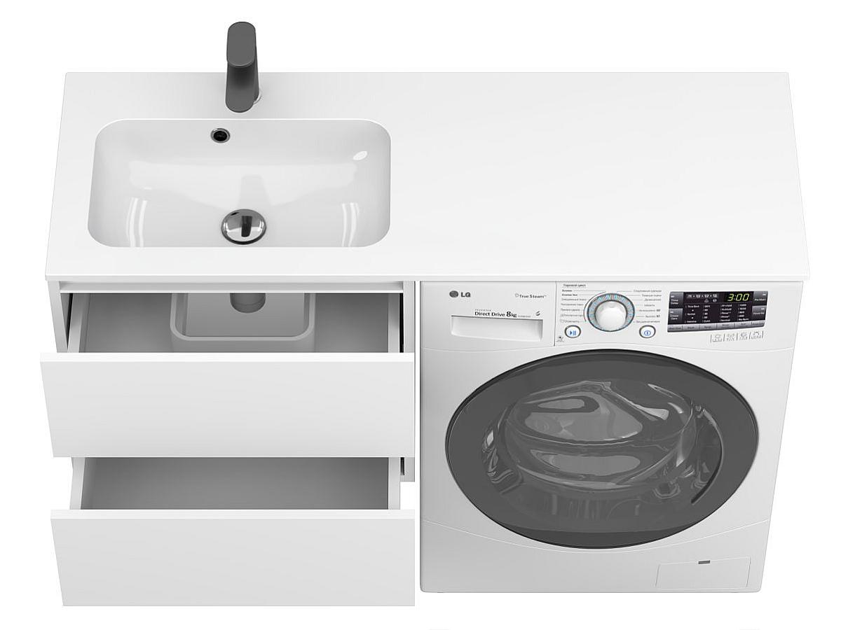 Тумба підвісна LUMO Біла матова з умивальником DELLA 1200 L