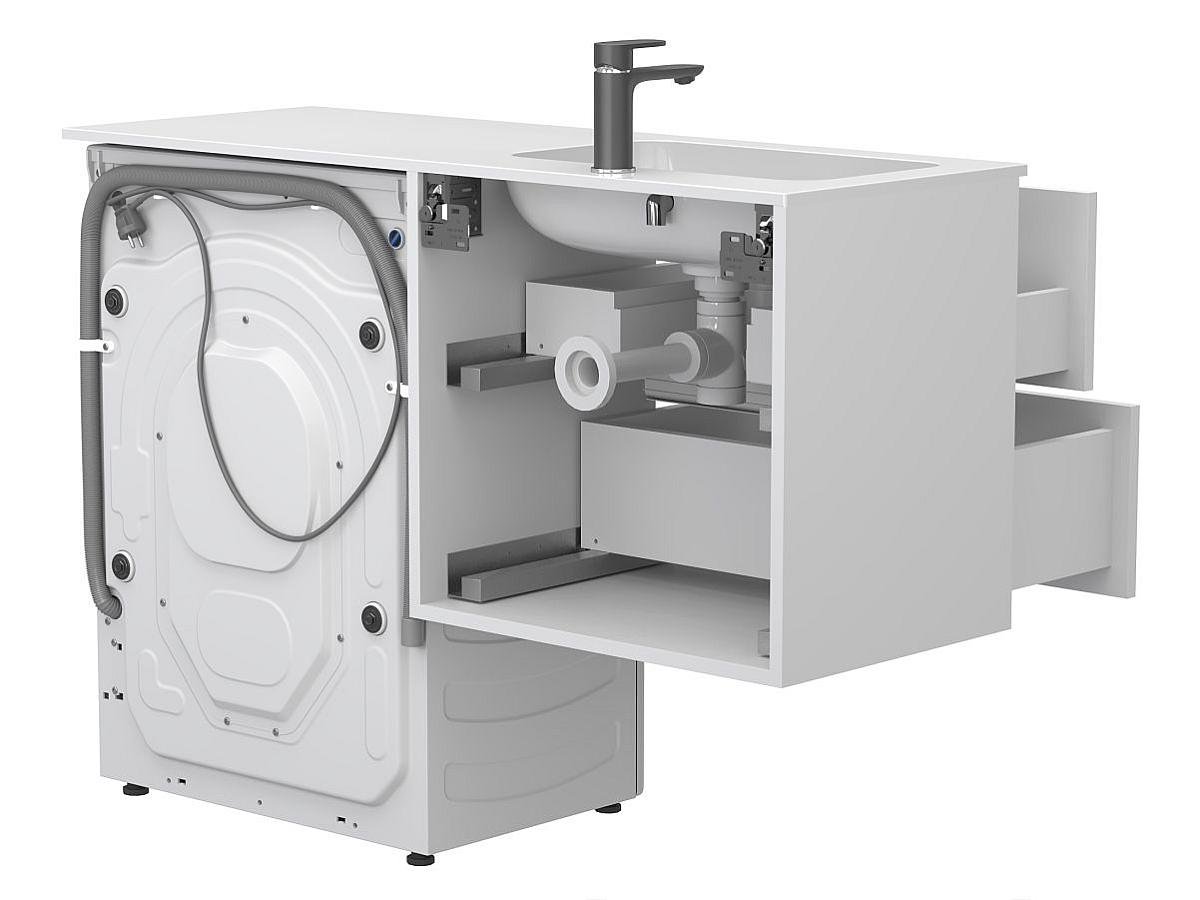 Тумба підвісна LUMO Біла матова з умивальником DELLA 1200 L