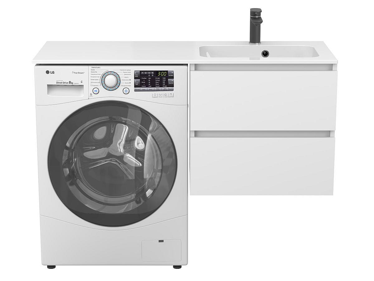 Тумба подвесная LUMO Белая матовая с умывальником DELLA 1200 R