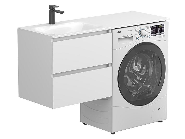 Тумба підвісна LUMO Біла матова з умивальником JESSEL 1200 L