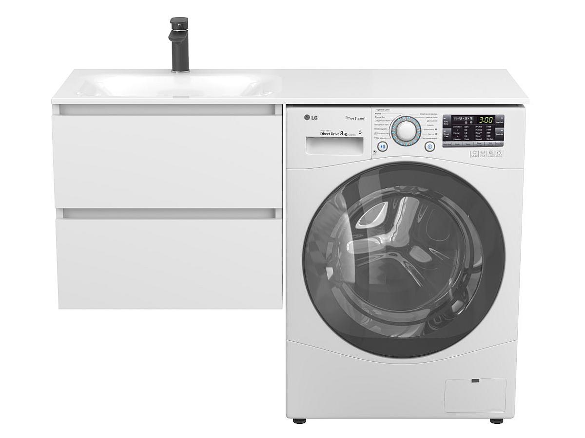 Тумба подвесная LUMO Белая матовая с умывальником JESSEL 1200 L