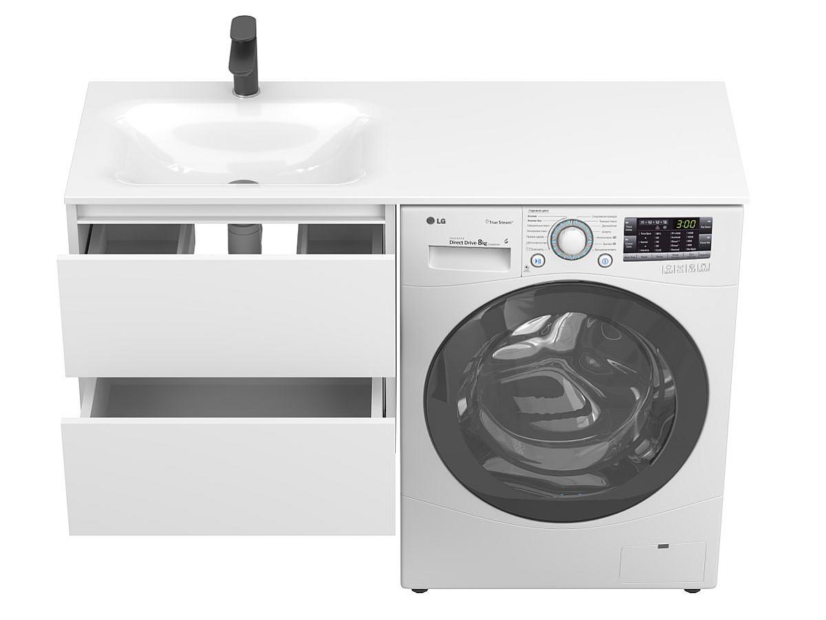 Тумба подвесная LUMO Белая матовая с умывальником JESSEL 1200 L