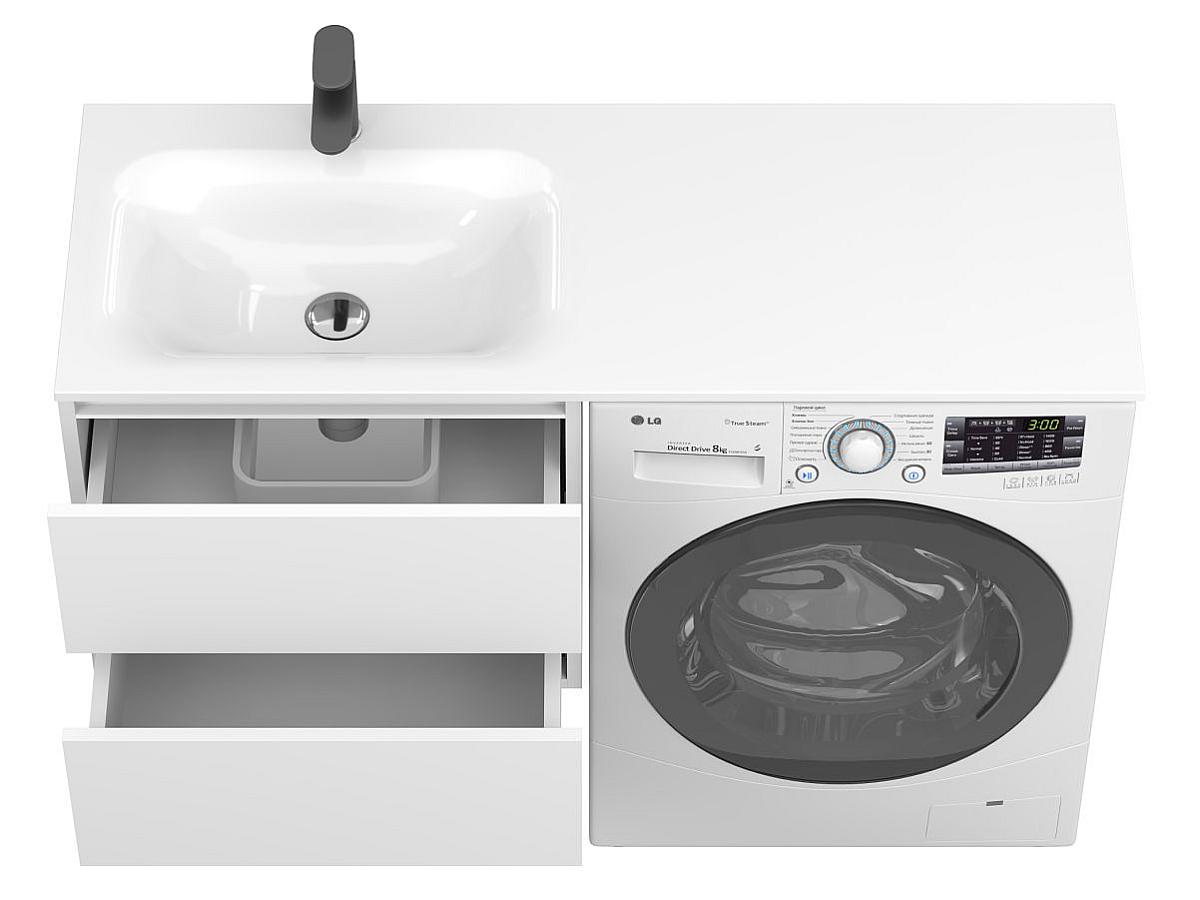 Тумба подвесная LUMO Белая матовая с умывальником JESSEL 1200 L