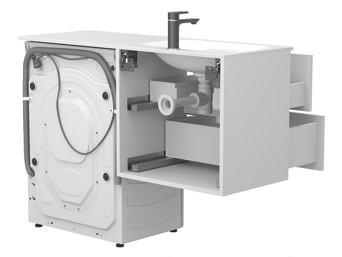 Тумба подвесная LUMO Белая матовая с умывальником JESSEL 1200 L