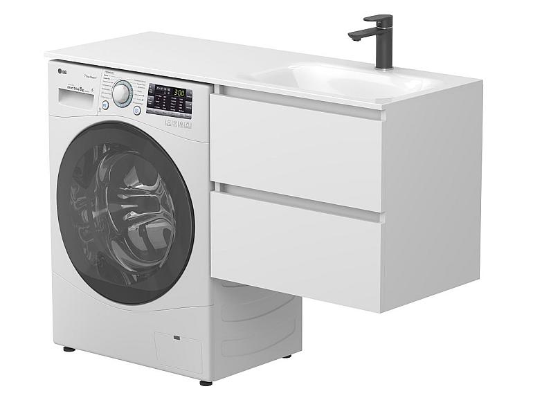 Тумба підвісна LUMO Біла матова з умивальником JESSEL 1200 R