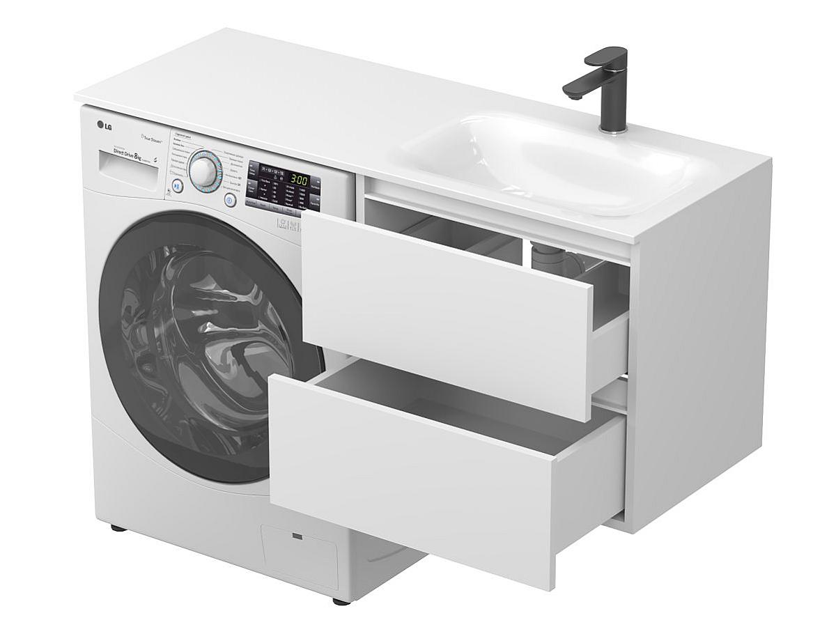 Тумба подвесная LUMO Белая матовая с умывальником JESSEL 1200 R