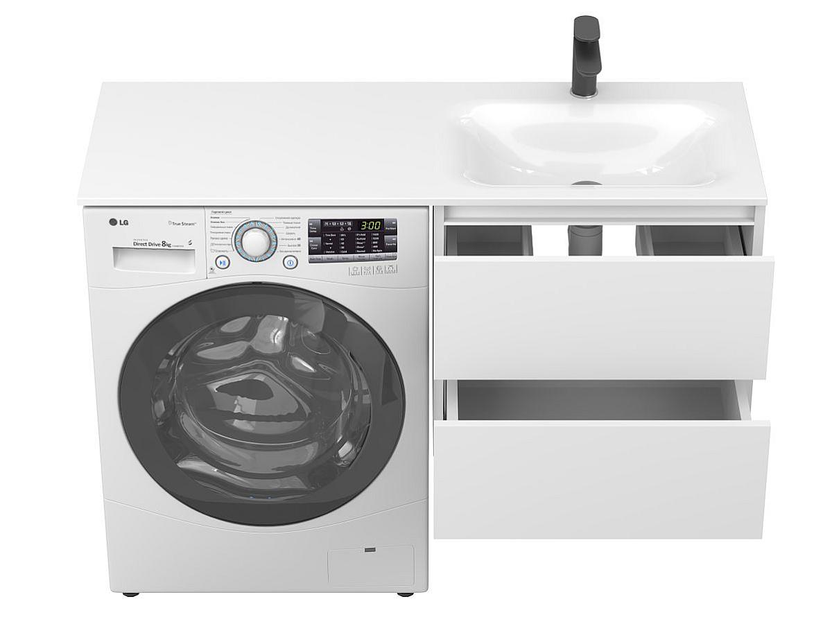 Тумба подвесная LUMO Белая матовая с умывальником JESSEL 1200 R