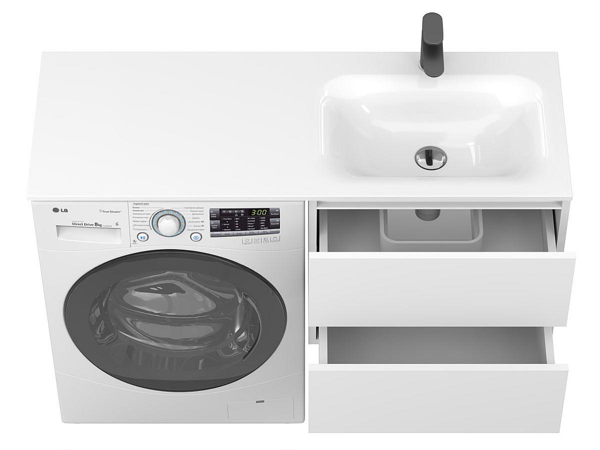 Тумба подвесная LUMO Белая матовая с умывальником JESSEL 1200 R