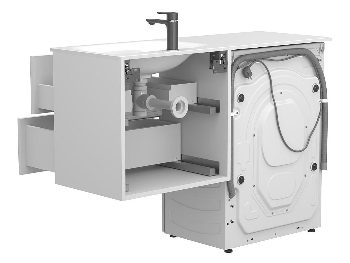 Тумба подвесная LUMO Белая матовая с умывальником JESSEL 1200 R