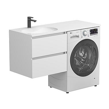 Тумба подвесная LUMO МДФ окрашеный Белый 0300n, матовая с умывальником LAKE 1250 L