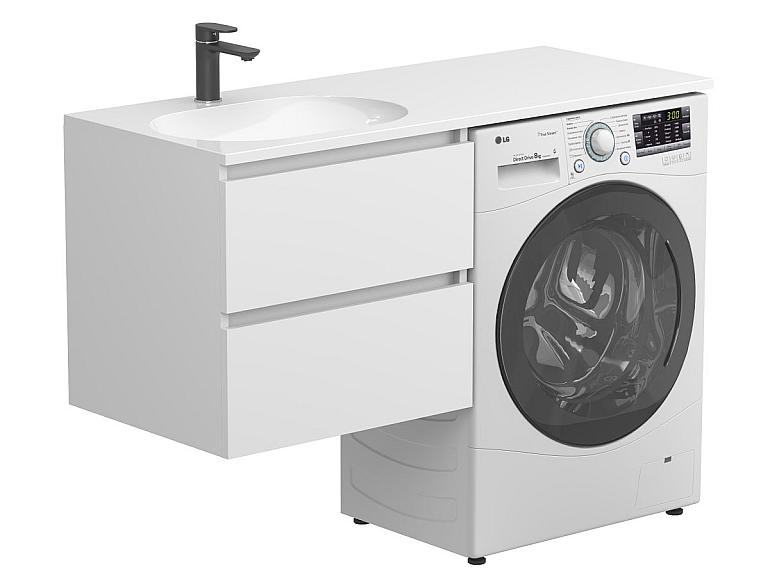 Тумба підвісна LUMO Біла матова з умивальником NEW YORK 1200 L