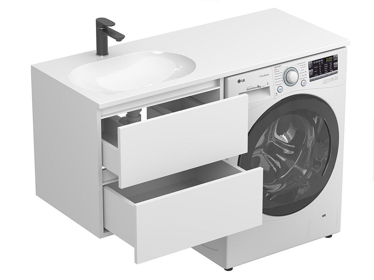 Тумба підвісна LUMO Біла матова з умивальником NEW YORK 1200 L