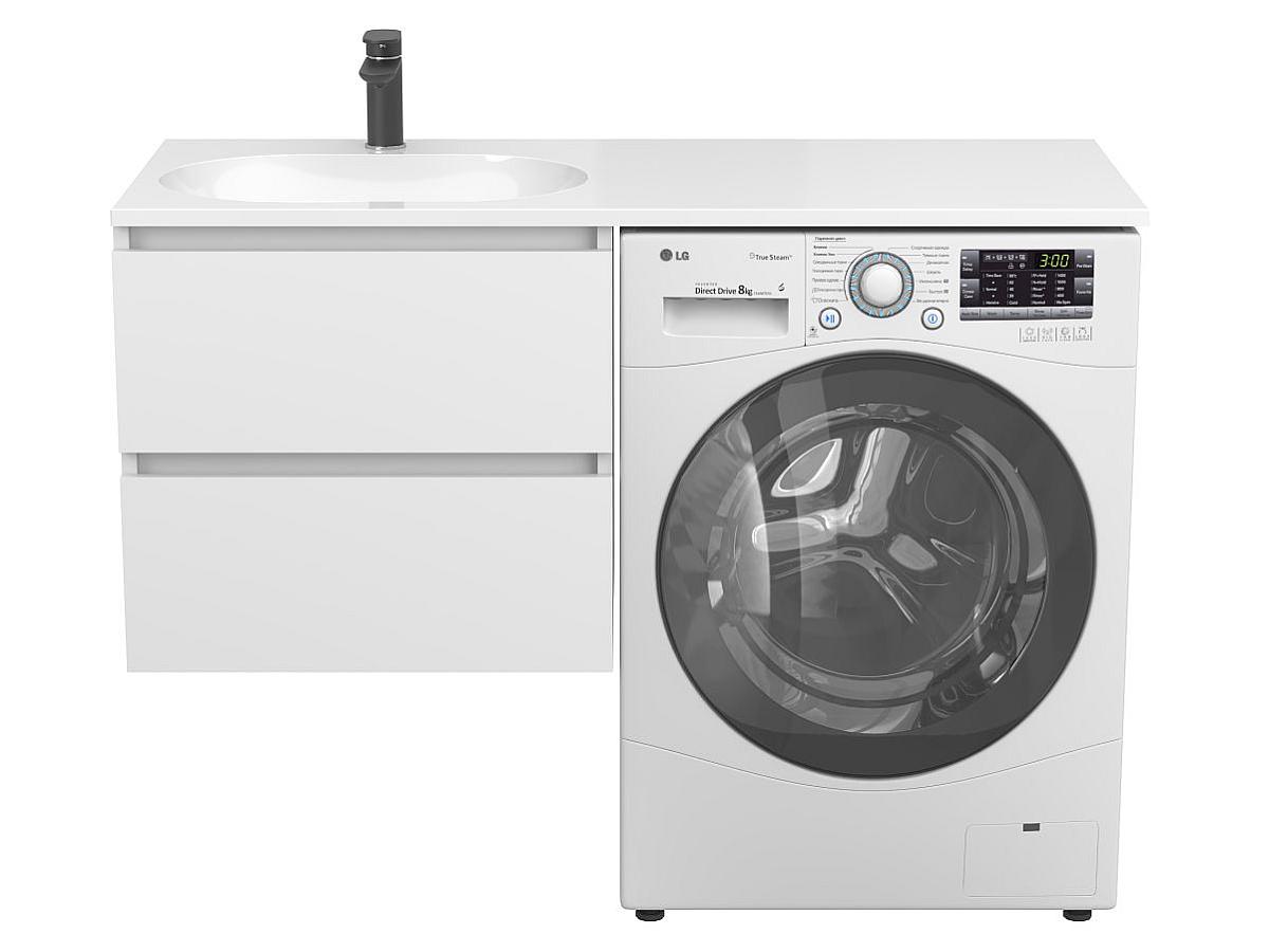 Тумба підвісна LUMO Біла матова з умивальником NEW YORK 1200 L