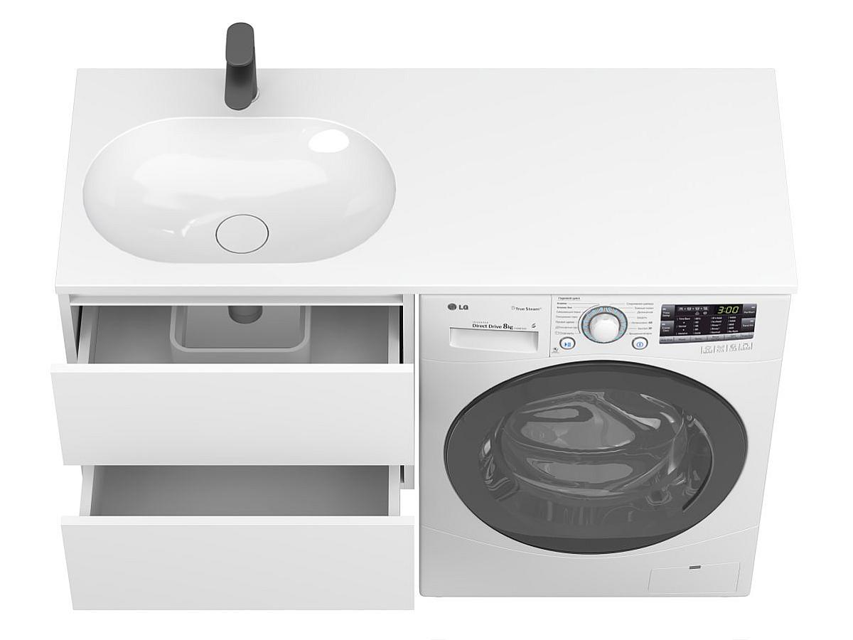 Тумба підвісна LUMO Біла матова з умивальником NEW YORK 1200 L